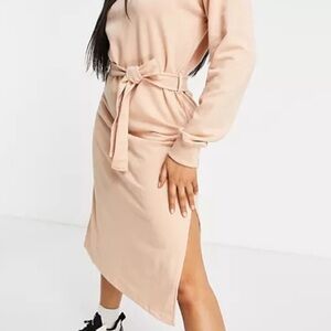 Missguided Beige Long Sleeve Dress